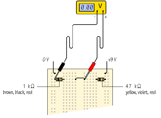 measuring the output of the voltage divider
click for next stage