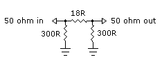 resistive 3 dB 50 ohm attenuator